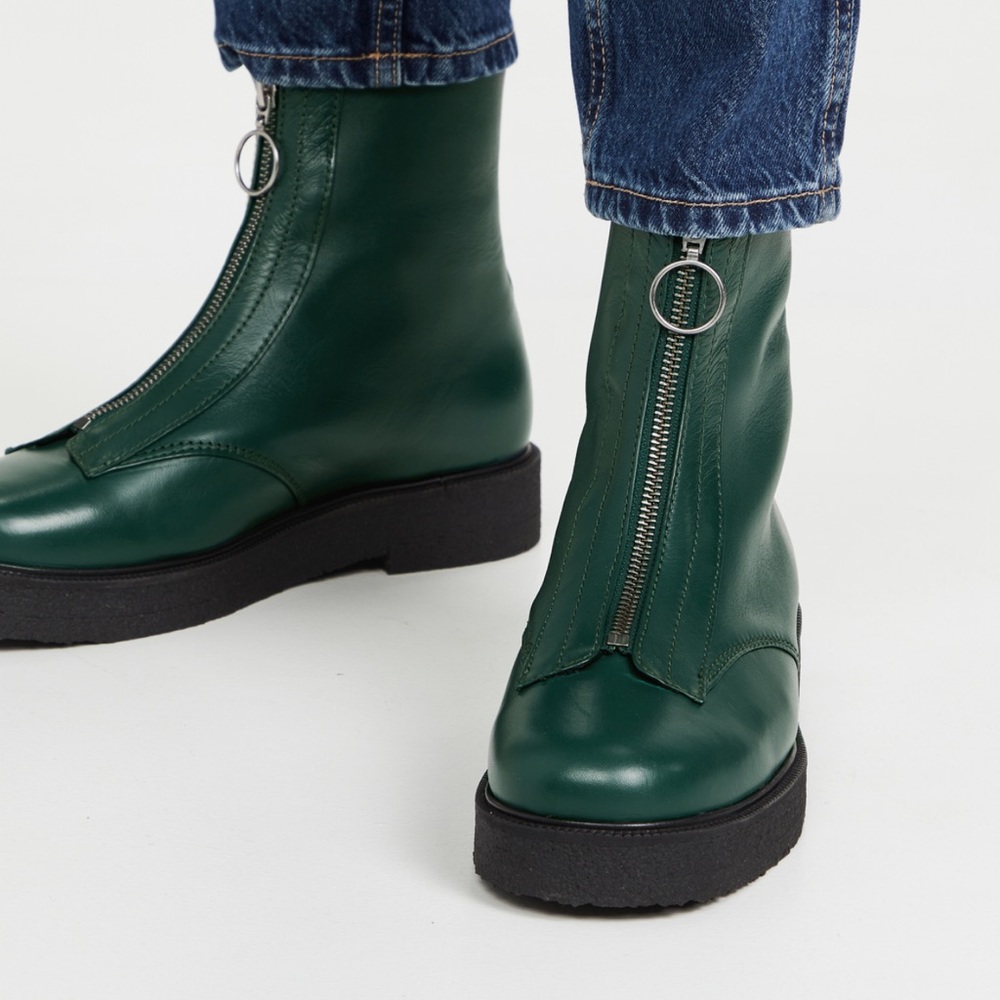 STAUD Palermo Zip Up Boots in black leather, size 39